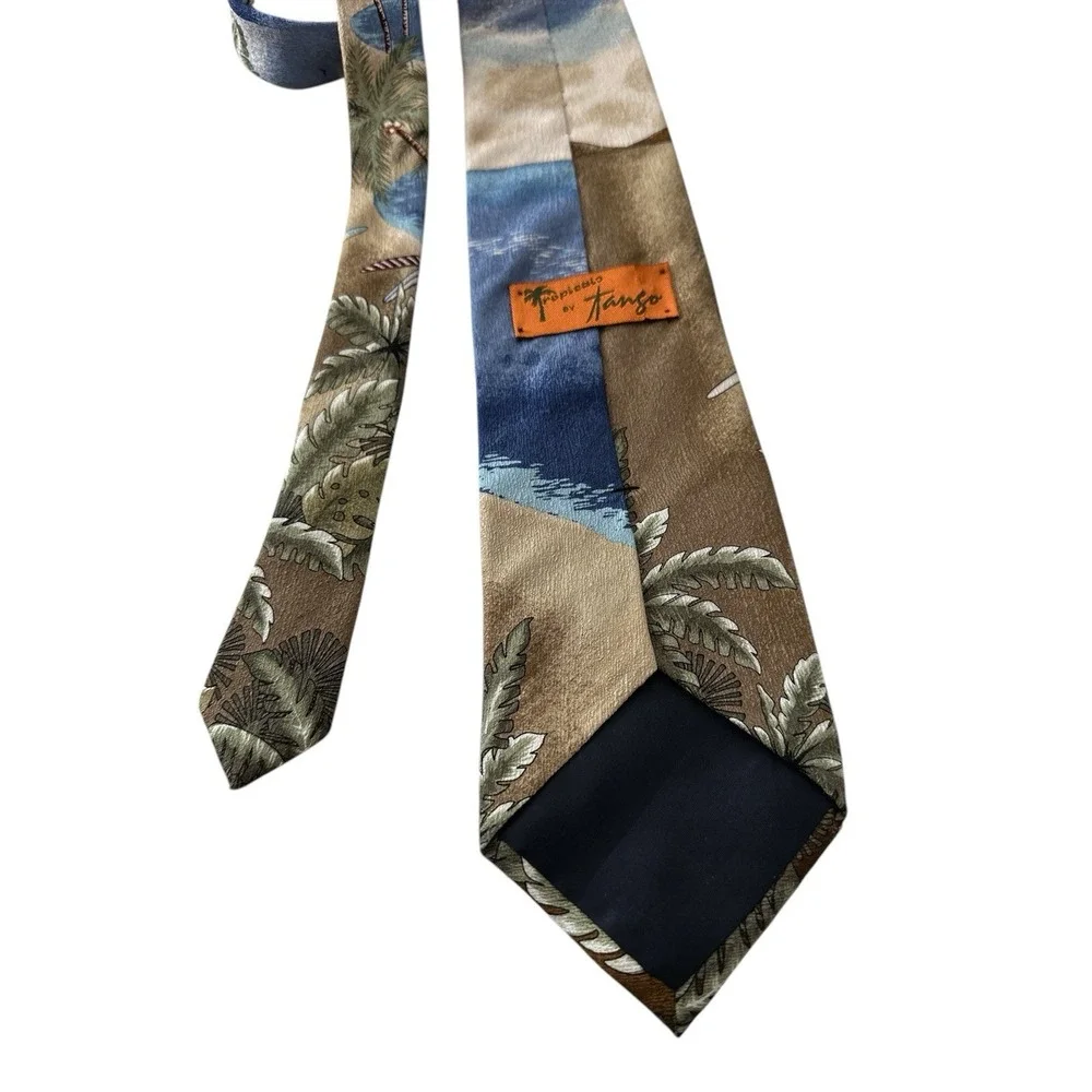Vintage Tie Tropicals by Tango 100% Silk Palms‎ Ocean Tropical Beach Outdoor